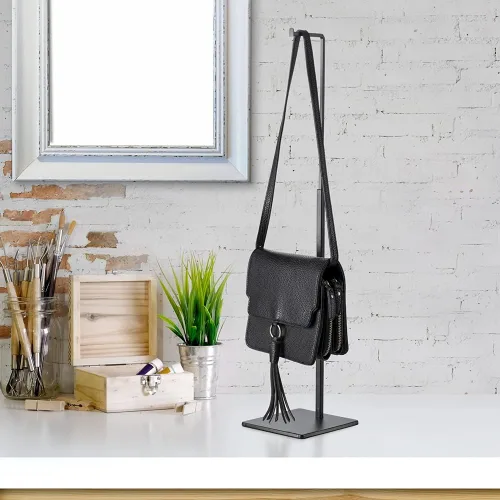 Miniatura 6 de Soporte para bolsa de gancho colgante - Juego de 2 soportes de exhibición de bolso negro de altura ajustable