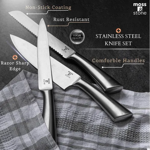 Miniatura 6 de Moss & Stone Juego de cuchillos de cocina profesional, juego de 6 cuchillos pequeños con bloque, juego de cuchillos de cocina de alta calidad, acero
