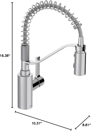 Miniatura 12 de Moen Genta LX - Grifo de resorte con potenciador de potencia, grifo de cocina moderno con un mango, enjuague previo, fácil instalación, cromo, 5926