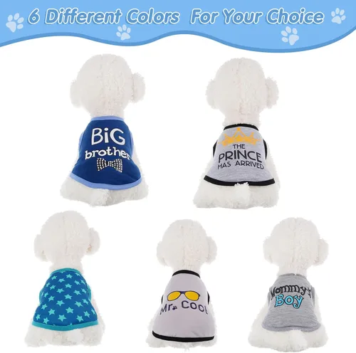 Miniatura 5 de Sadnyy Paquete de 6 Camisetas de Invierno para Perro Macho, Ropa para Mascotas, Camiseta sin Mangas para Gatito, Camisetas con Letras para Perros