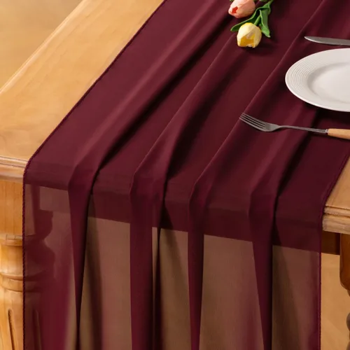 Miniatura 21 de Socomi Camino de mesa de gasa beige para verano, bohemio, rústico, de 10 pies, 29 x 120 pulgadas, decoración de camino de mesa de boda, decoración