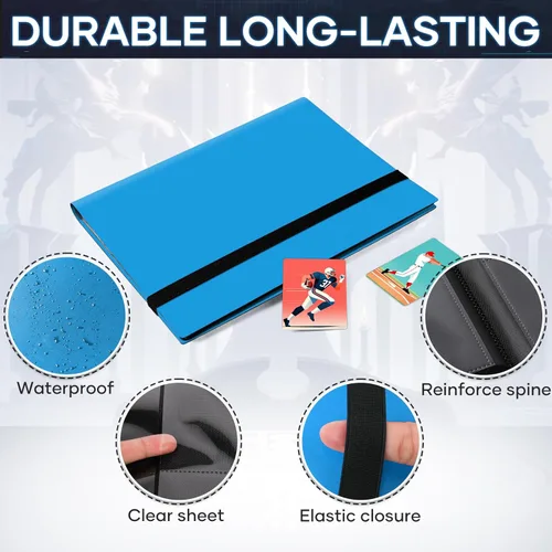 Miniatura 3 de Carpeta de Cartas Coleccionables, Carpeta de Álbum de Cartas Libro Compatible con MTG Béisbol Fútbol Americano Tarjetas Deportivas, Carpeta de Azul