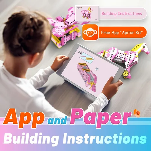 Miniatura 4 de Apitor Robot G STEM Kits para niñas de 6-7 años, juguetes de construcción eléctricos 8 en 1 para niños de 6-8 y 8-10 años, kit de ciencia