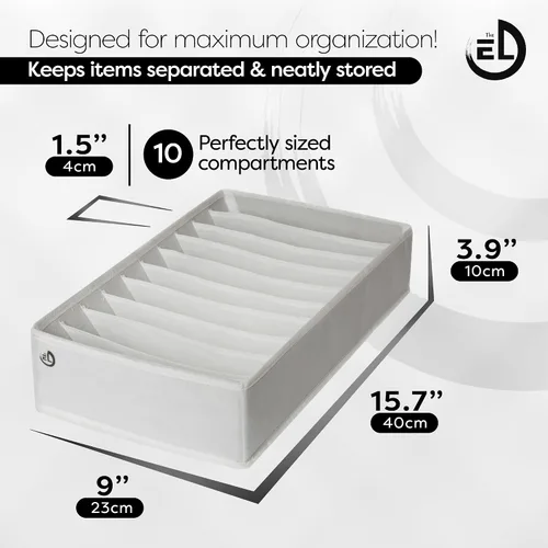 Miniatura 2 de Organizador de cajones de ropa, juego de 3 organizadores multiusos para cajones de aparador para adultos y niños, 10 celdas plegables por BLANCO