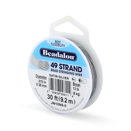 Miniatura 21 de Beadalon Alambre de cuerda de cuentas de acero inoxidable de 49 hebras, 0.024 pulgadas / 0.024 in, oro satinado, 30 pies / 30.2 ft Dorado satinado