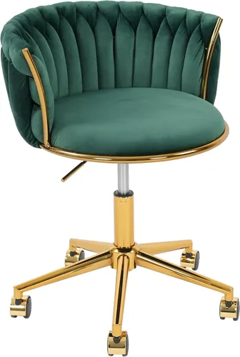Miniatura 13 de HENGJIANYI - Silla de oficina tejida de terciopelo para el hogar, silla de escritorio giratoria moderna con ruedas, silla de tocador de altura Beige