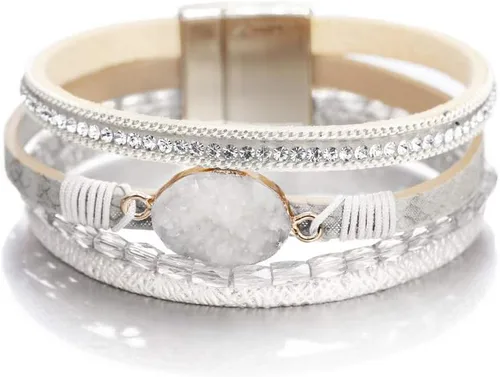 Miniatura 43 de Fesciory - Pulsera de leopardo para mujer, estilo bohemio de cuero multicapa con perlas de cristal