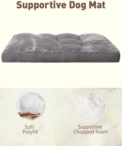 Miniatura 4 de NUPIDA Cama para perro para jaula para perros medianos y grandes, cama lavable a máquina, almohadilla de felpa para perrera con parte inferior Gris