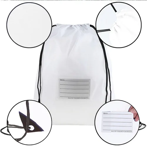 Miniatura 15 de CODOBON Paquete de 20 bolsas con cordón, mochila de cuerda de dibujo a granel, bolsa de bricolaje para gimnasio, deportes, bolsa para mujeres