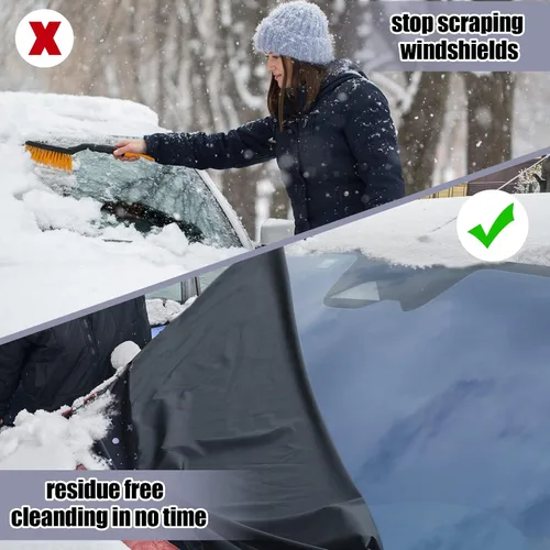 Miniatura 3 de Tallew Cubierta para Parabrisas de Automóvil para Hielo, Escarcha y Nieve, Tela Oxford 69 x 42 Pulgadas, Impermeable, Resistente al Viento