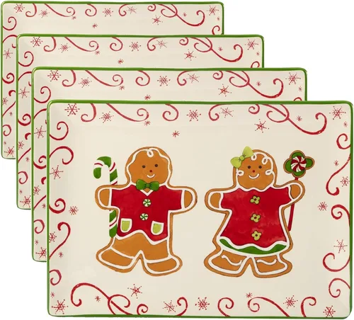 Miniatura 5 de Certified International Holiday Magic - Bandeja rectangular de pan de jengibre, 14 x 10 pulgadas, multicolor, grande