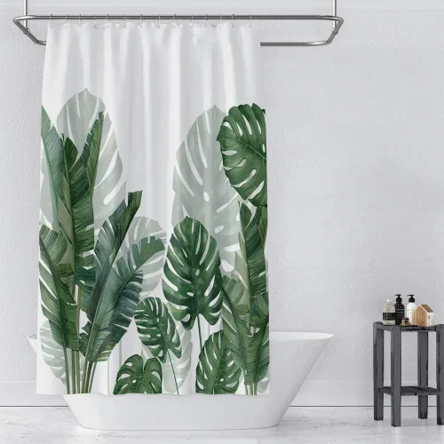 Miniatura 2 de Baccessor Cortina de Ducha de Planta Verde Tropical Impermeable Lavable de Tela Decoración de Baño de Verano Botánica Hoja de Banana Monstera Hoja