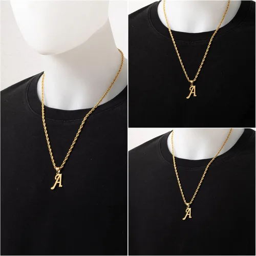 Miniatura 4 de Kalapure Colgante con inicial de oro de 14 quilates, collar con letra Alpahbet personalizado de la A a la Z, colgante con inicial, collares