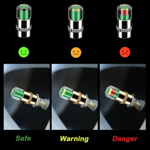 Miniatura 7 de 4Pcs Tire Pressure Monitor Valve Stem Caps for Hyundai Santa Fe (New Gen) 2024-2026, Air Indicator Sensor Alert Monitoring Kits,Gold
