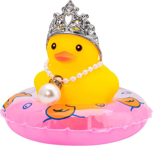 Miniatura 27 de wonuu Adornos de pato de goma para automóvil, decoración de tablero de automóvil con bonita diadema, anillo de natación, collar, gafas de sol