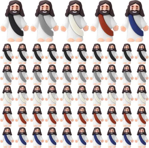 Miniatura 10 de Sumind 50 Piezas Figuras Pequeñas de Jesús de Navidad Mini Figuras de Jesús de Bolsillo a Granel Diseño Original para Navidad Juego de Escondite