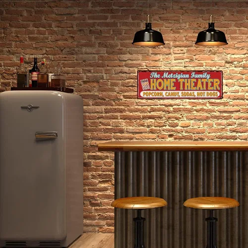 Miniatura 5 de Letrero personalizado de cine en casa para sala de cine, decoración de pared, placa decorativa de 6 x 18 pulgadas, metal de alto brillo 206180100001