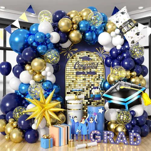 Miniatura 15 de Kit de Arco de Globos Paready Graduación 2025, 120 Piezas de Arco de Globos Graduación Negro y Dorado, Globos de Confeti Negro y Dorado Metálicos