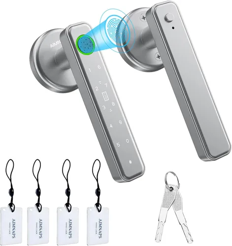 Miniatura 10 de Cerradura de puerta de huellas dactilares, cerraduras de puerta para dormitorio, perilla de puerta de entrada sin llave con asa, aplicación