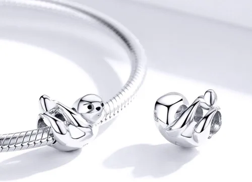 Miniatura 2 de BISAER Dijes de plata de ley 925 para pulseras, gatos, perros, perezosos, animales, mariposa, hada, corazón, colgante