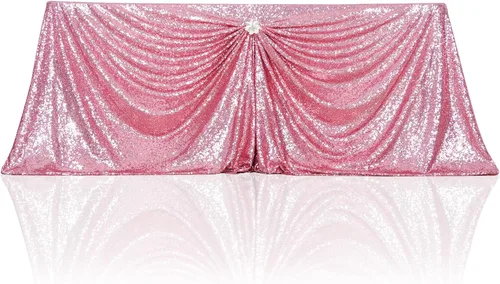 Miniatura 115 de PartyDelight Mantel de lentejuelas redondo de 50 pulgadas, color dorado claro, adorno de mesa para decoración de bodas, fiestas, cumpleaños