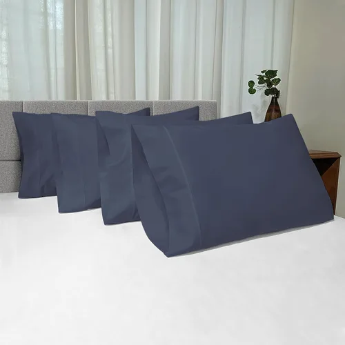 Miniatura 29 de Pizuna Juego de 2 fundas de almohada de 100 % algodón puro, tamaño estándar, color blanco, lujosas fundas de almohada de 400 hilos de satén
