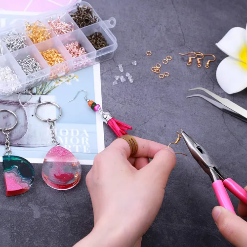 Miniatura 8 de Audab - Ganchos para aretes, kit de fabricación de 1400 piezas con 200 anillos de oreja, 1000 anillos de salto, respaldos y alicates de joyería