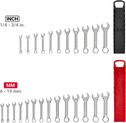 Miniatura 6 de TEKTON WCB92403 - Juego de llaves combinadas stubby con soportes, 25 piezas (1/4-3/4 pulgada, 6-19 mm)