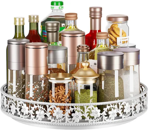Miniatura 10 de Lazy Susan - Organizador giratorio de 10 pulgadas, estante de especias giratorio de 360 grados Lazy Susan para gabinete, mesa de comedor, encimera