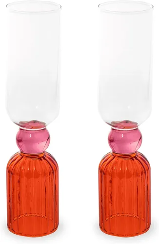 ban.do Juego de Vasos de Bar de 2, 6.6oz Lindas Copas de Cóctel para Adultos, Copas Únicas de Vino y Champán para Cóctel, Cristalería Estética para