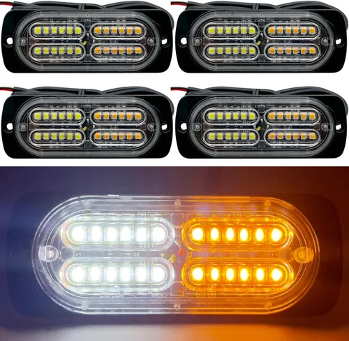 Miniatura 13 de Barra de luz estroboscópica ámbar impermeable de 12-24 V, 20 LED, con 32 intermitentes diferentes para automóvil, camión, SUV, camioneta, 4