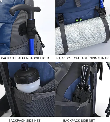 Miniatura 3 de Bseash Mochila de senderismo de 50 L, resistente al agua, ligera, mochila deportiva para deportes al aire libre, bolsa de viaje para camping, Azul