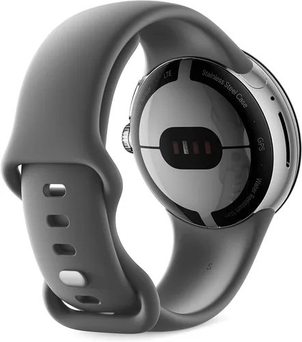 Miniatura 2 de Google Pixel Watch, caja plateada pulida de 1.614 in con correa activa carbón, reloj inteligente Android, actividad Fitness, sueño, seguimiento