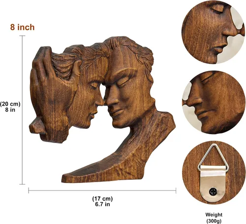 Miniatura 3 de BGCOPPER Estatua de madera para pareja, esculturas abstractas de pareja para decoración del hogar, regalo de mujer para aniversario, boda