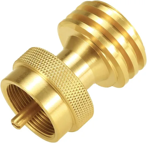 Miniatura 5 de Joywayus Adaptador ahorrador de latón macizo, convertidor de adaptador de propano redondo de 1 libra, botella pequeña universal para parrilla de gas