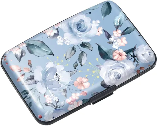 Miniatura 22 de Mini tarjetero para mujeres u hombres, tarjetero delgado con bloqueo RFID, estuche rígido para tarjeta de identificación, tarjetero de viaje, Negro
