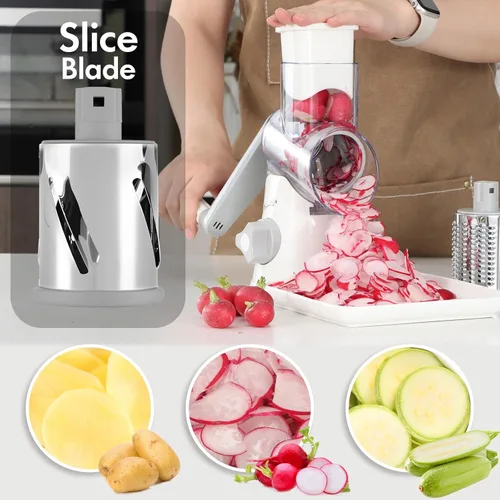 Miniatura 4 de rallador de queso giratorio con mango, cortador de verduras manual de velocidad para la cocina, triturador de patata para hash brown, molinillo