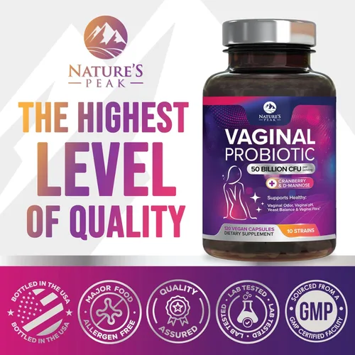 Miniatura 4 de Probióticos vaginales para mujeres, equilibrio de pH con prebióticos, 50 mil millones de UFC, 10 cepas femeninas únicas, arándano y D-manosa