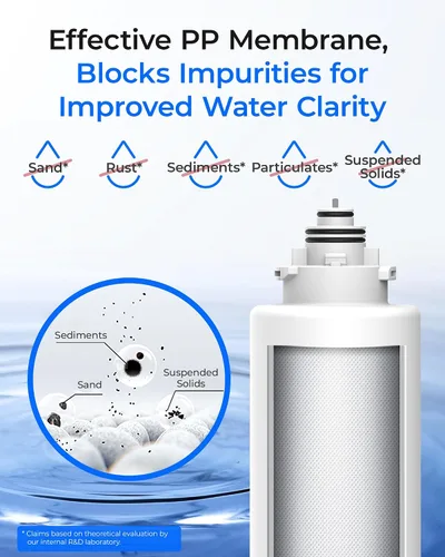 Miniatura 5 de Waterdrop TSPP Filtro de agua para debajo del fregadero de sedimentos, reemplazo TSU-W Sistema de filtro de agua ultrafiltración de 3 etapas