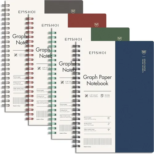 Miniatura 19 de EMSHOI Cuaderno de espiral de papel cuadriculado de 7.48 x 10.15 pulgadas, paquete de 2 cuadernos de 320 páginas B5 con notas adhesivas, papel