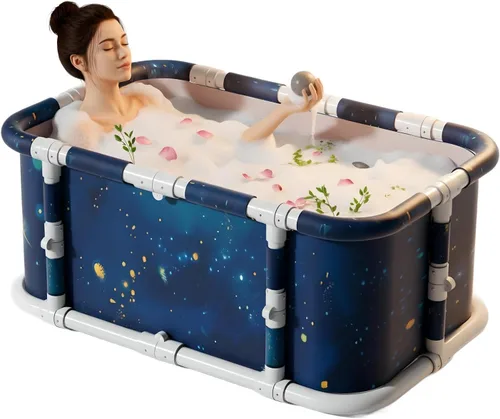 Miniatura 9 de Simcat Bañera plegable portátil para niños y niñas, para ducha, spa caliente y bañera de hielo (negro)
