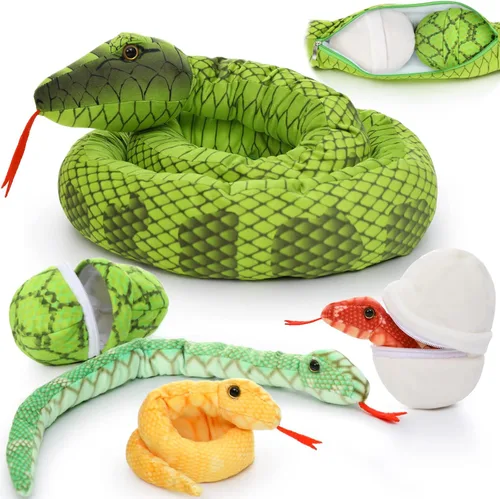 Miniatura 19 de Tezituor Juego de 5 lagartos de peluche realistas con bebés, 26.4 pulgadas, gran peluche de dragón barbudo, juguete de juguete para niños