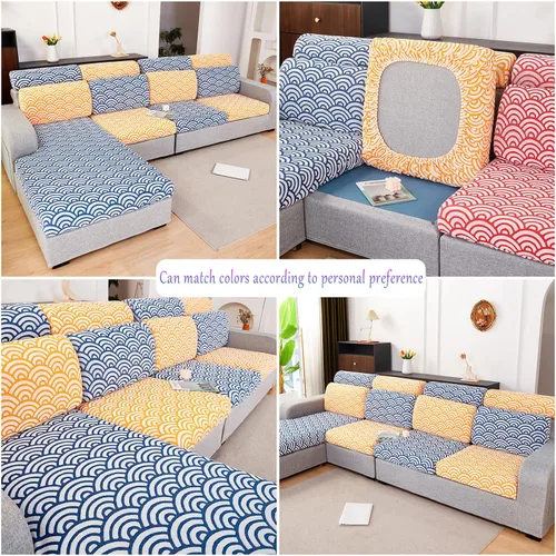 Miniatura 7 de JOKIVTOU Fundas para sofá modular, fundas de sofá con textura ondulada en forma de L, fundas de sofá reclinable, fundas elásticas para sofá Azul