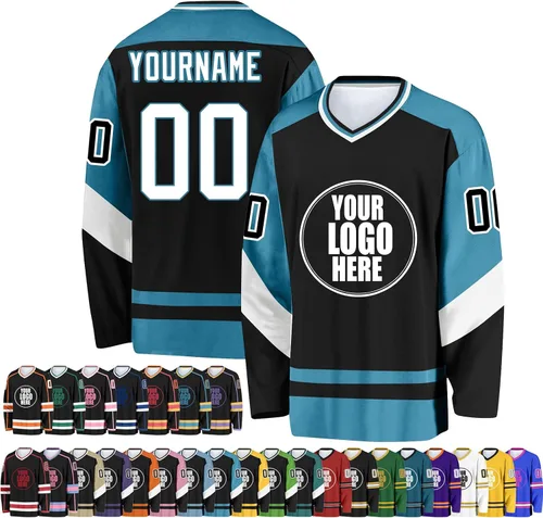 Miniatura 27 de Camiseta de hockey personalizada para hombres/mujeres/jóvenes/niños, nombre personalizado/número/logotipo de gran tamaño camiseta de entrenamiento