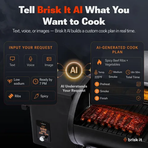Miniatura 2 de Brisk It Zelos-450 - Parrilla Ahumadora Eléctrica de Pellets de Madera – Parrilla BBQ Inteligente con I.A. y WiFi, Área de Cocción de 450 pulgadas