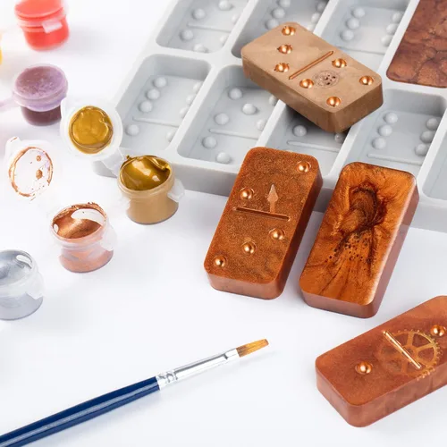 Miniatura 7 de Moldes de dominó redondos y gruesos para fundición de resina para dominó de silicona con bordes redondos, brillantes, sin arañazos y duraderos