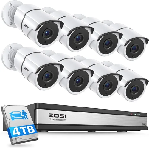 Miniatura 12 de ZOSI Paquete de 2 cámaras de seguridad para el hogar 1080P con grabación de audio, micrófono integrado, cámaras de vigilancia 1920TVL de 2.0MP