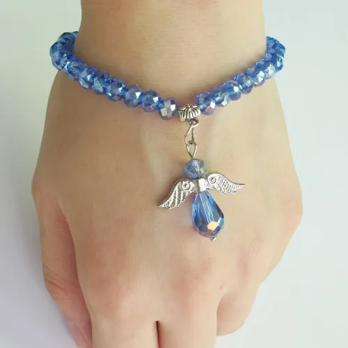 Miniatura 3 de WE Pulsera con dije de ángel de cristal azul 12 PCS - Bautizo Favor/Bautizo/Recuerdos de Bautizo/Quinceañera/Baby Shower, Cristal