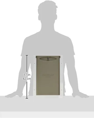Miniatura 3 de Puerta de aluminio para mascotas PetSafe Freedom para perros y gatos, mediana, blanca, solapa de vinilo tintada