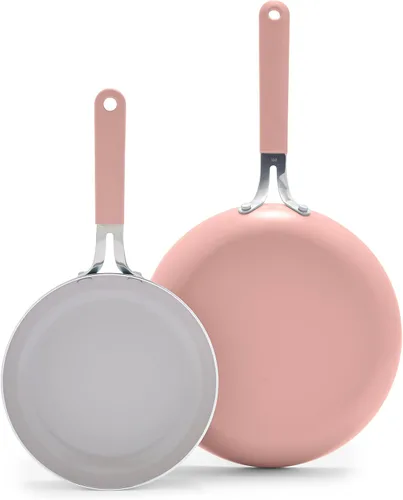 Miniatura 9 de GreenLife Juego de 2 sartenes de cerámica antiadherente de 8 y 10 pulgadas, sartenes ligeras y saludables sin PFAS, aptas para lavavajillas y horno